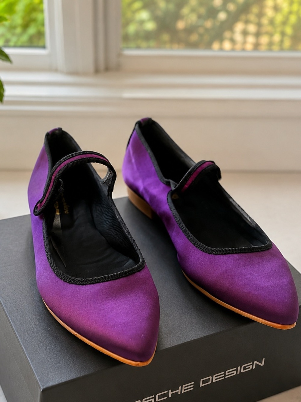Gia Couture Magenta Satin Pointed Magenta Mary Jane Flats